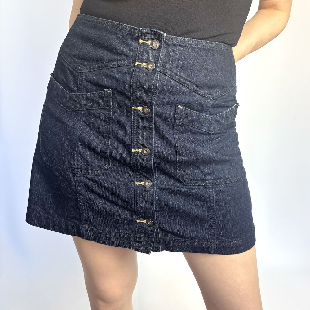 Free People Dark Denim Button-Down Mini Skirt – Size 8
